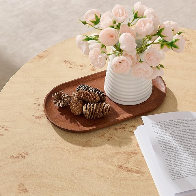 Round Boho Wood Coffee Table - Image 3
