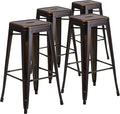 Flash Furniture Kai Commercial Grade 4 Pack 30" High Backless Distressed Copper by FlashFurniture