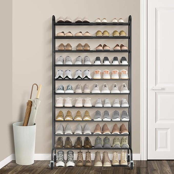 STORAGE MANIAC Expandable Shoe Rack, 44 Pairs Stackable Small Shoe Rack - Image 2
