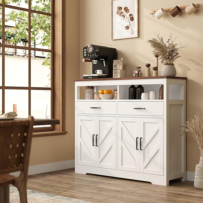 Buffet Sideboard with Storage Farmhouse with 4 Doors, Dining Room - Image 5