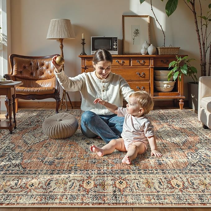 Lahome Oriental Washable Rugs 8x10, Non-Slip Soft 8x10 Rugs - Image 4