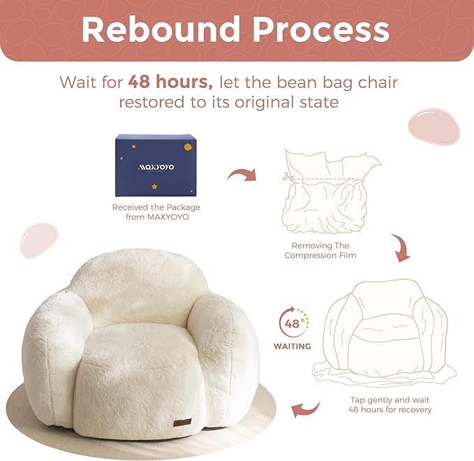 MAXYOYO Bean Bag Chair, Comfy Pebble Shaped Single Bean Bag Sofa - Image 9