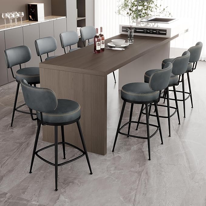 Counter Height Bar Stools, Faux Leather Kitchen Counter Stools by ErdoruLiving