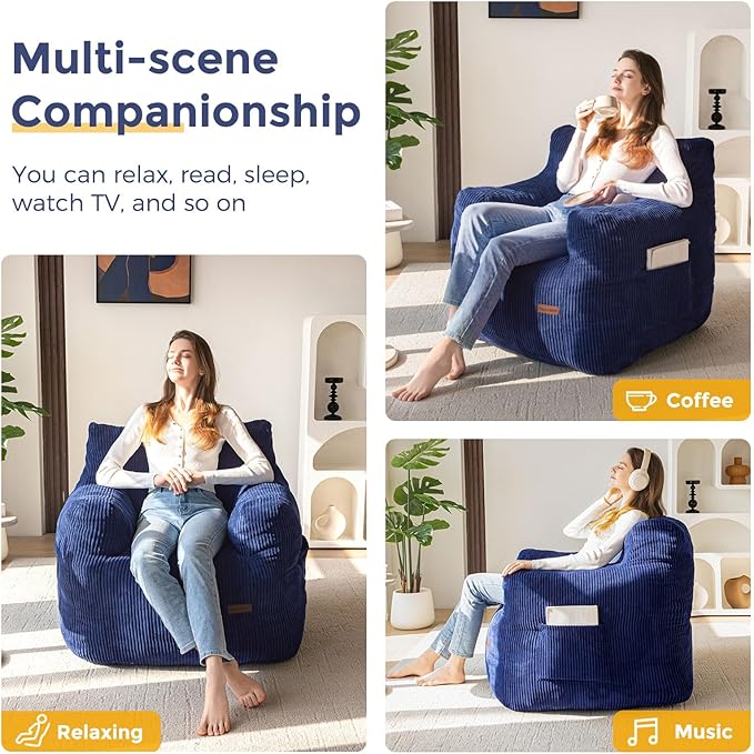 MAXYOYO Bean Bag Chair, Tufted Bean Bag Couch Lazy Chair, Living Room Sofa Couch - Image 3