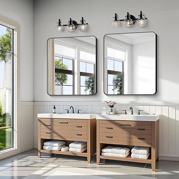 KOCUUY Black Rectangle Mirror, Large Metal Framed Mirror - Image 5