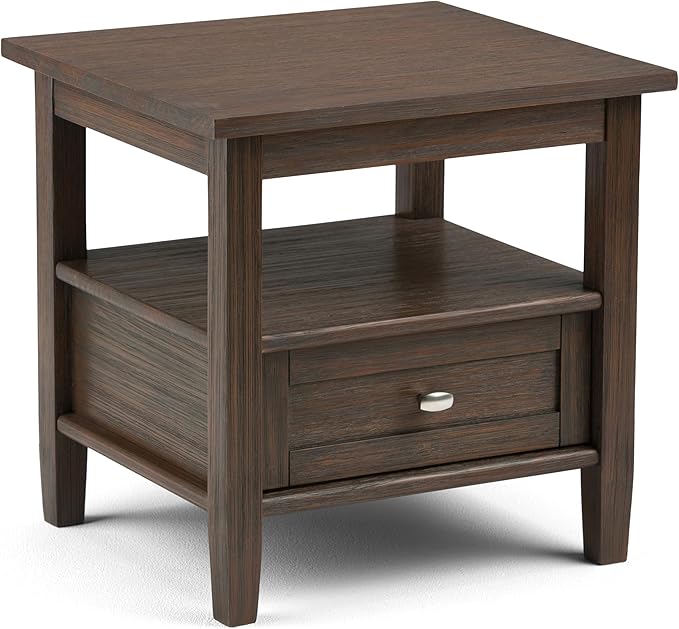 SIMPLIHOME Warm Shaker SOLID WOOD 20 inch Wide Rectangle Transitional End Side by SimpliHome