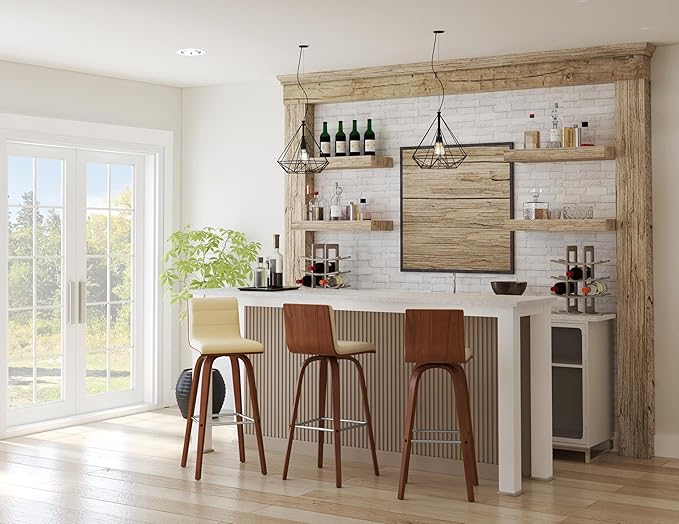 Vienna 30" Swivel Bar Stool in Walnut Wood Finish - Image 2