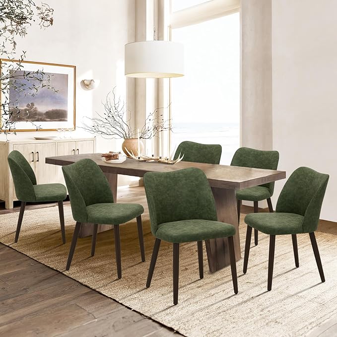 COLAMY Upholstered Dining Chairs Set of 6, Modern PU Leather Dining Room by COLAMYINC