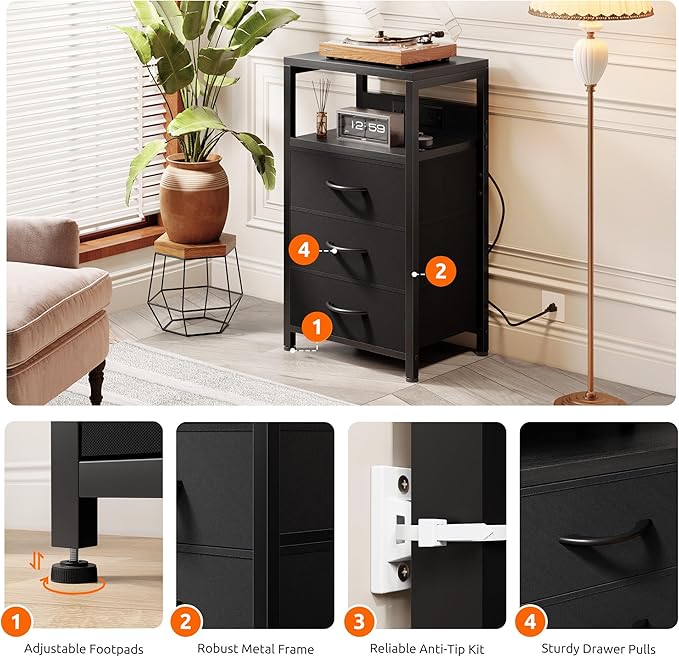 NightStand Bedside Charging Table Bedroom - Image 6