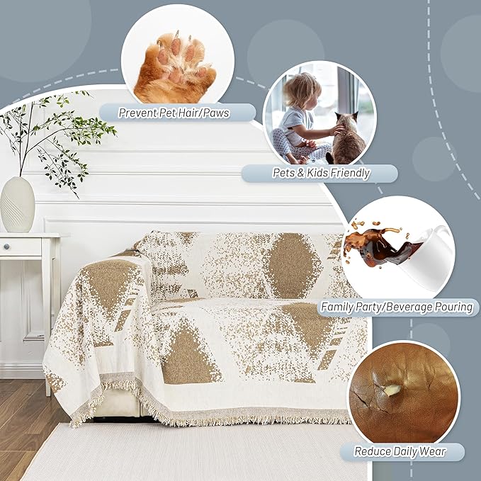 MYSKY HOME Couch Cover for Sectional Sofa Set, Boho Furniture Protector - Image 4