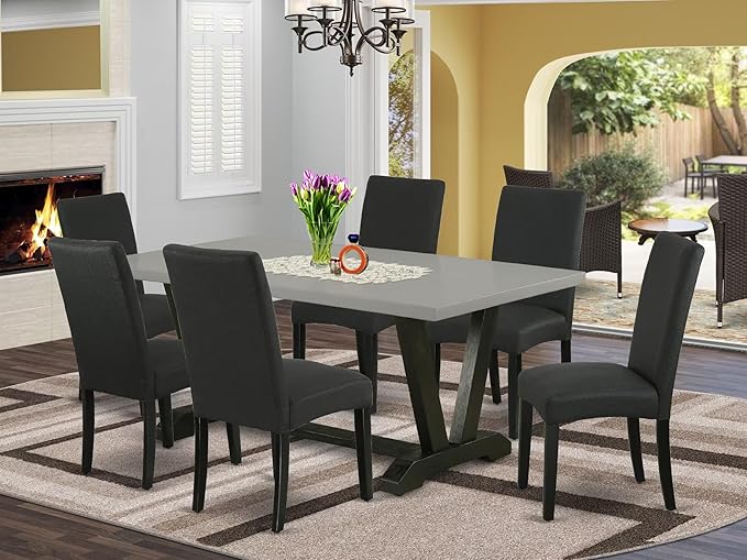 East West Furniture V697DR124-7 7 Piece Modern Dining Table Set Consist of a - Image 2
