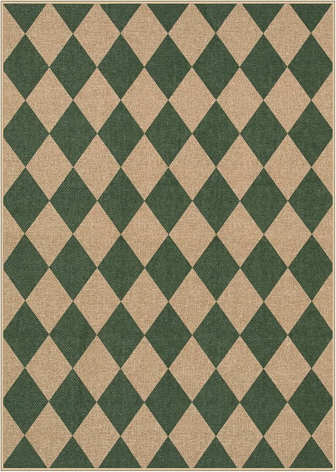Lahome Checkered Outdoor Rug 5x7, Washable Rug - Image 8