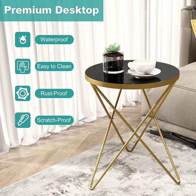 HLR Modern Round Side Table Set of 2, End Table - Image 7