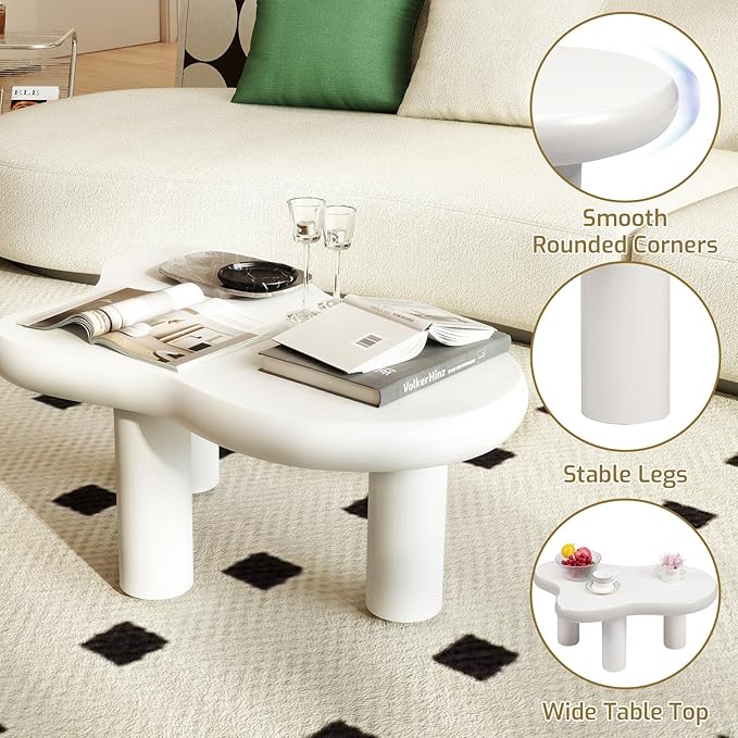HollyHOME Cloud Coffee Table, Unique Design Accent Table - Image 5