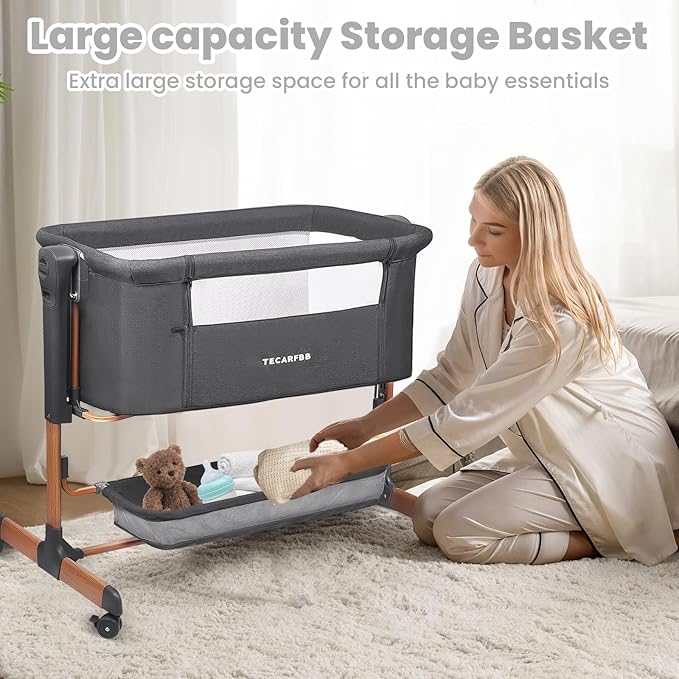 Baby Bassinet, 3 in 1 Bedside Sleeper - Image 5