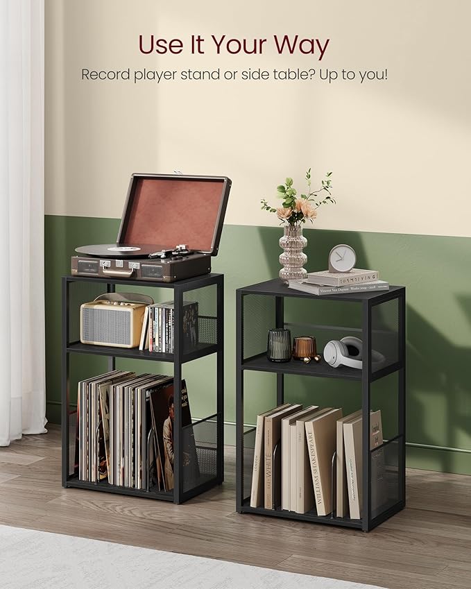 VASAGLE Record Player Stand, 3-Tier Side Table, Vinyl Record Storage up to 100 - Image 6