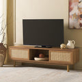 SAFAVIEH Aino TV Stand for up to 60" Flatscreen – Oak Brown, 2 Sliding Doors by SAFAVIEH