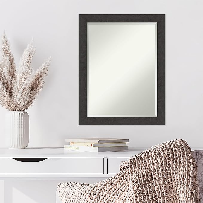 Amanti Art Brown Wall Mirror 28x22 Rustic Plank Espresso Narrow Rectangle - Image 6