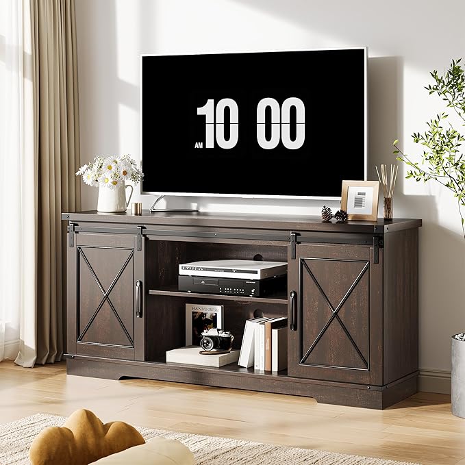 GarveeHome Farmhouse TV Stand for TV up to 65 Inches and Entertainment Center - Image 8