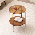 Round Glass End Table, Mid-Century Modern Design Sofa Table by LumFurn