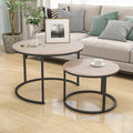 Industrial Round Coffee Table Set of 2 End Table by HOJINLINERO