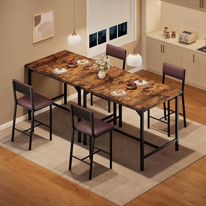 IDEALHOUSE Dining Table Set for 2 w/Counter Height Table & 2 Upholstered Bar - Image 5