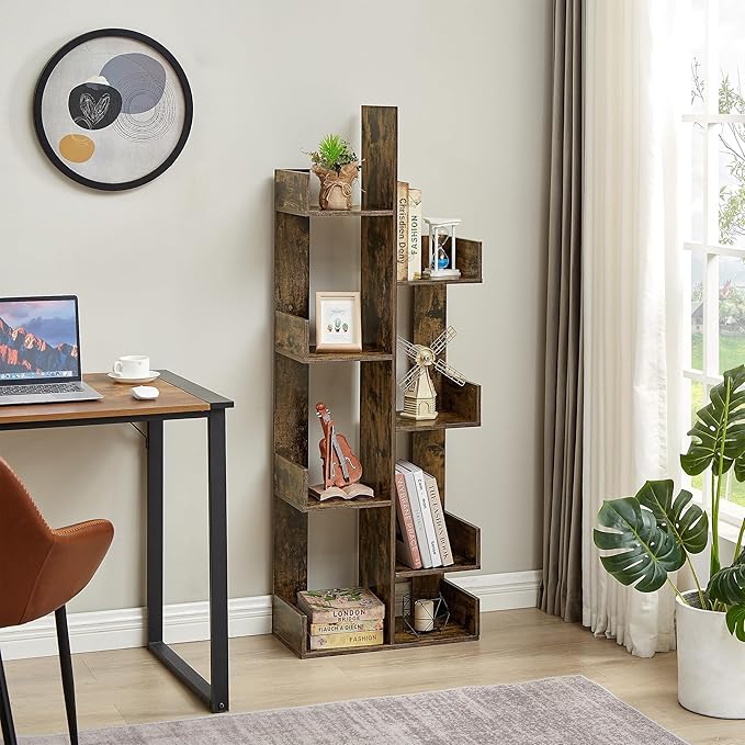 VECELO 8-Tier Tall Cactus-Shaped Tree Bookshelf, Vertical Bookcase - Image 7