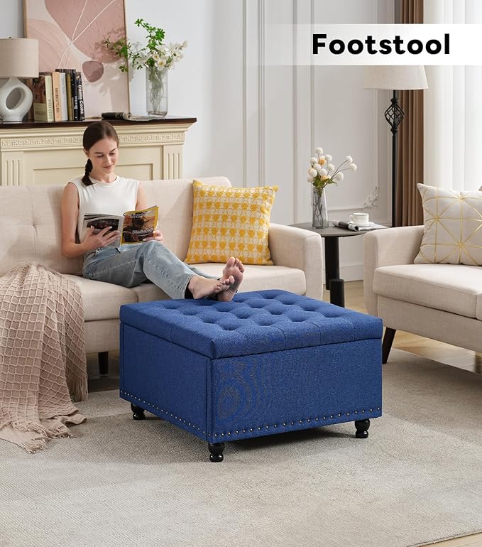 Tbfit Large Square Tufted Upholstered Ottoman and Coffee Table - Image 8