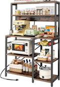 SUPERJARE Bakers Rack with Power Outlet, 35.4 Inches Coffee Bar with Wire Basket by SUPERJARE