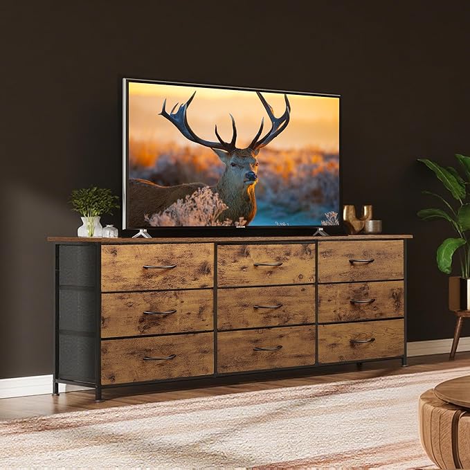 WLIVE 63''W Dresser for Bedroom, Dresser TV Stand for 65, 75 inch TV, Wide - Image 2