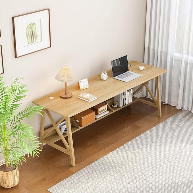 Extra Long Desk with Bookshelf - Image 7