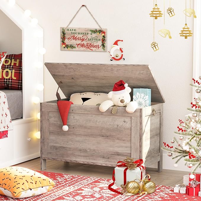 HOOBRO Toy Box, Retro Wooden Look Storage Chest - Image 5