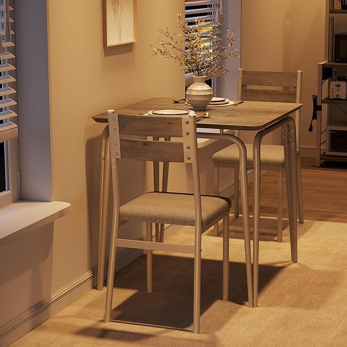 Dining Table for 2, Small Table and Chairs Set of 2, Square Dinette Set for 2 - Image 5