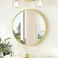 TokeShimi 18 in Brushed Gold Wall Mirror Framed Round Bathroom Mirror by RefinedBathroomAccessories