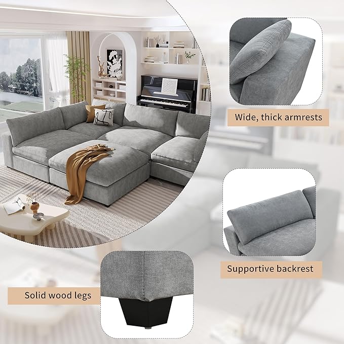 176.4 Inch L Shaped Modular Sectional Sofa - Image 4