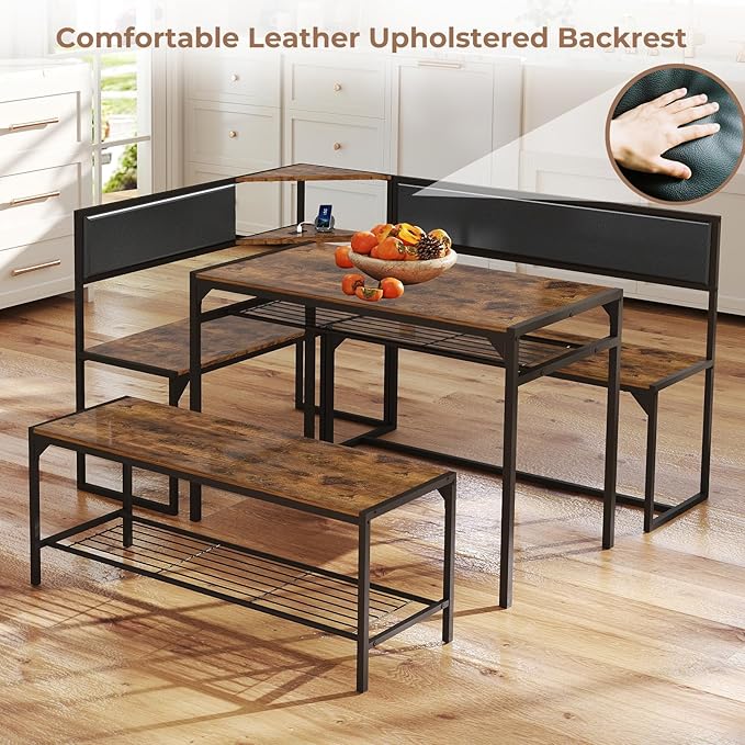Corner Dining Table Set for 4-6, Breakfast Nook Table Set - Image 7