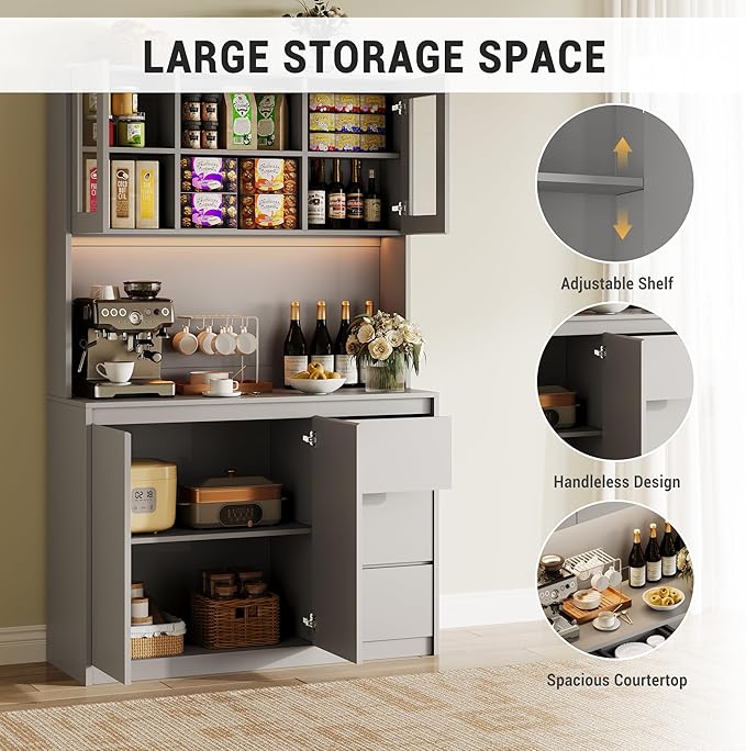 Kitchen Pantry Cabinet, Kitchen Storage Hutch - Image 5
