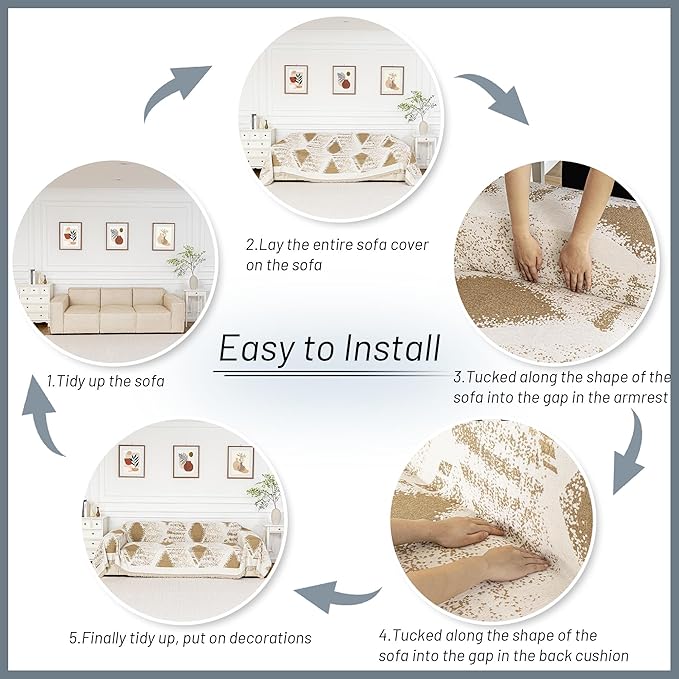 MYSKY HOME Couch Cover for Sectional Sofa Set, Boho Furniture Protector - Image 6