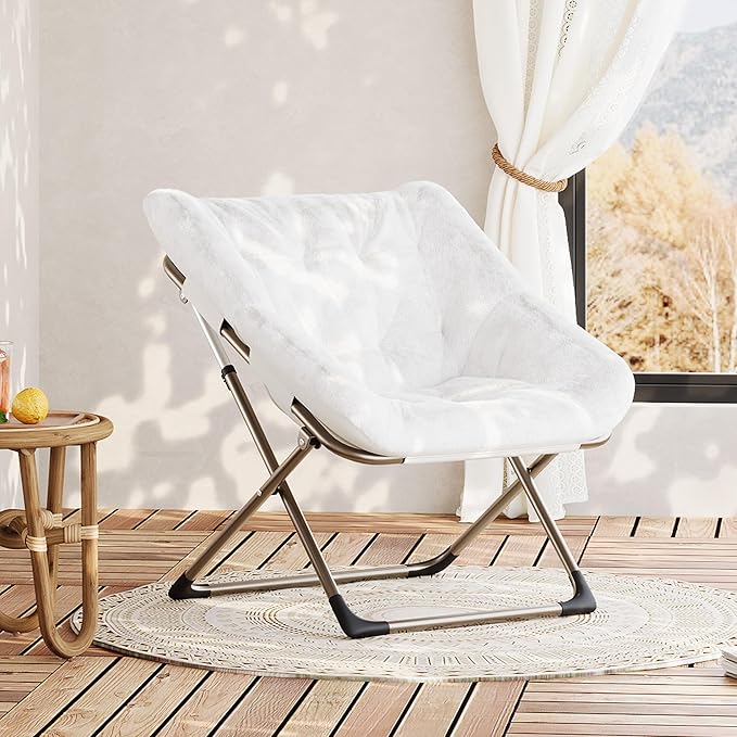 Comfy Chair for Adults, Foldable Living Room Chairs, Soft Faux Fur Folding - Image 9