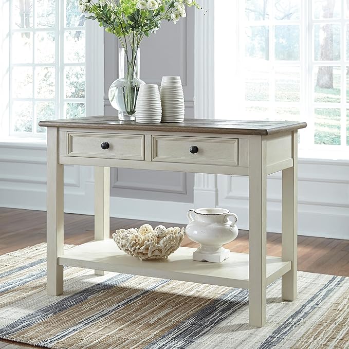 Signature Design by Ashley Bolanburg Farmhouse Rectangular Two Tone Sofa Table - Image 2