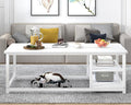 EXCEFUR White Coffee Table, Modern Rustic Wood Center Table by EXCEFUR