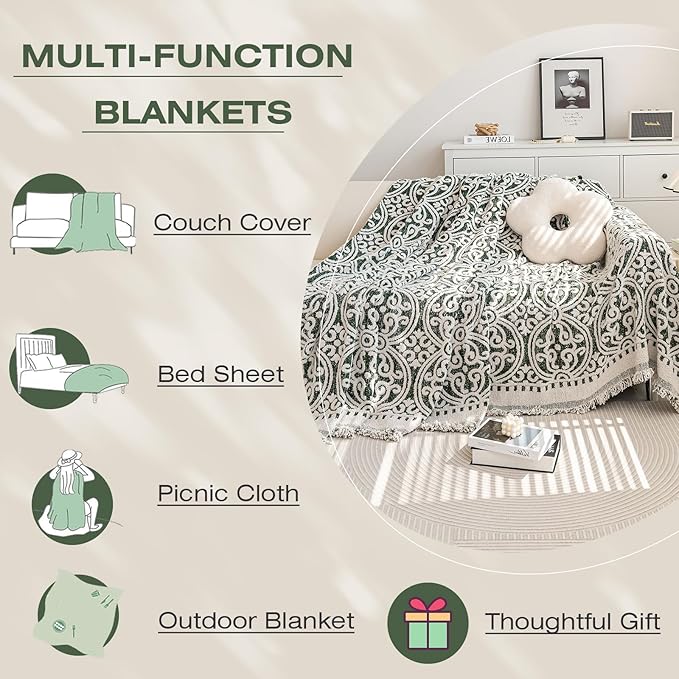STACYPIK Green Jacquard Sofa Cover - Image 8