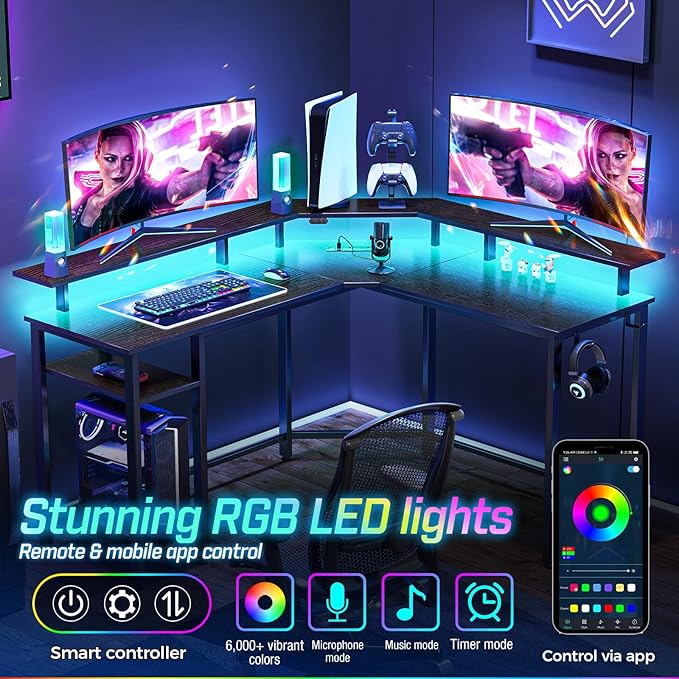 Rolanstar L Shaped Gaming Desk - Image 6