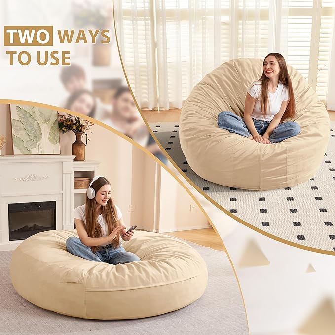 HABUTWAY XX-Large Bean Bag Chair: Giant 7' Memory Foam Furniture Bean Bag Chairs - Image 6