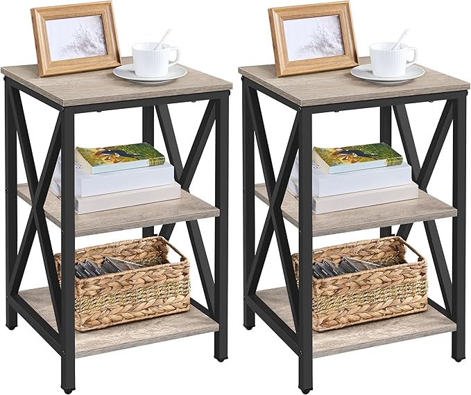 Yaheetech Industrial End Tables Set of 2, 3-Tier Side Tables by Yaheetech