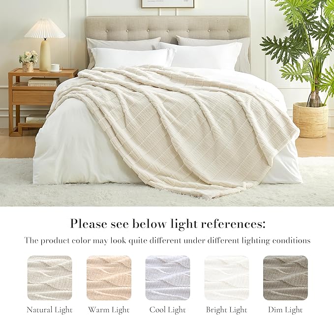 Amélie Home Luxury Striped Faux Fur Throw Blanket - Image 2
