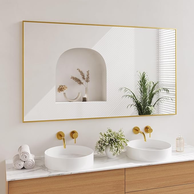 Koonmi Gold Mirrors for Wall, 30x55 Inch Bathroom Mirror, Rectangular Wall by KOONMI