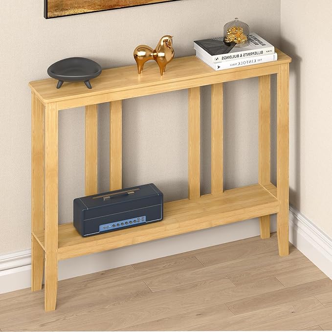 ELYKEN Console Tables for Entryway, 36.2" Long 2 Tier Hallway Table Behind Couch - Image 7