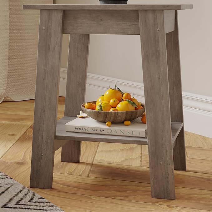 End Table with Double Storage Shelves, Small Space Side Table - Image 9
