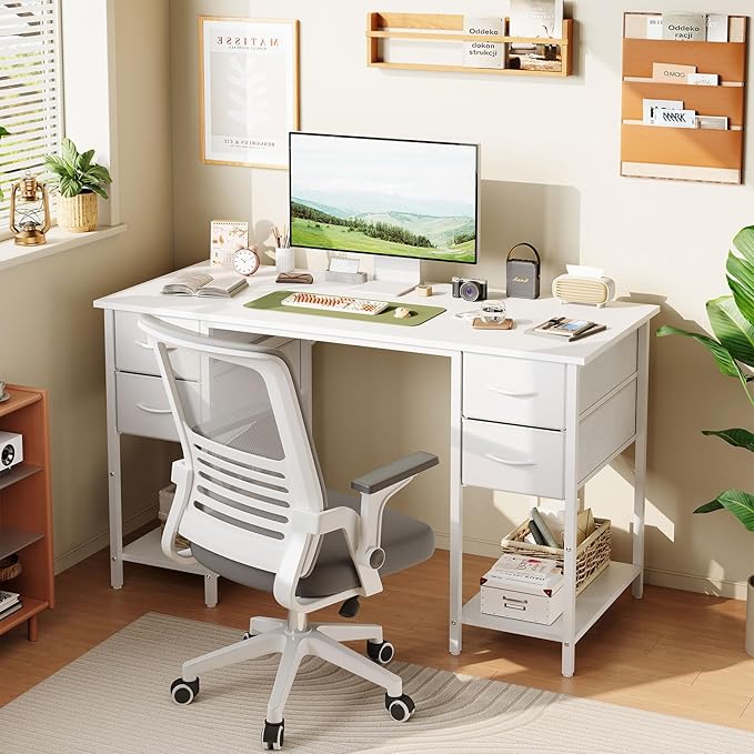 Computer Desk with 4 Drawers, 47 Inch Office Table with Storage, Gaming with - Image 2